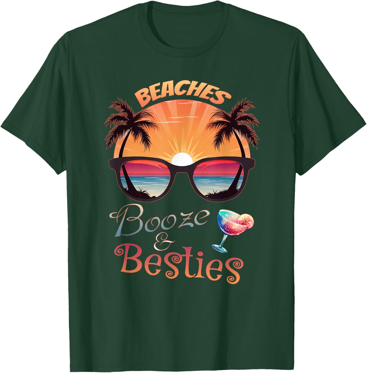 Beaches Booze and Besties Girls Weekend Trip Party T-Shirt - T-Shirt | Forest