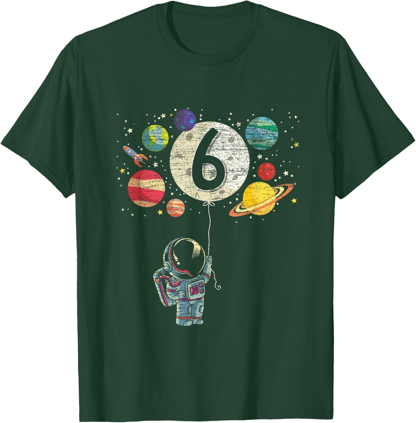 6 Years Old Birthday Boy Gifts Astronaut 6th Birthday T-Shirt - T-Shirt | Forest
