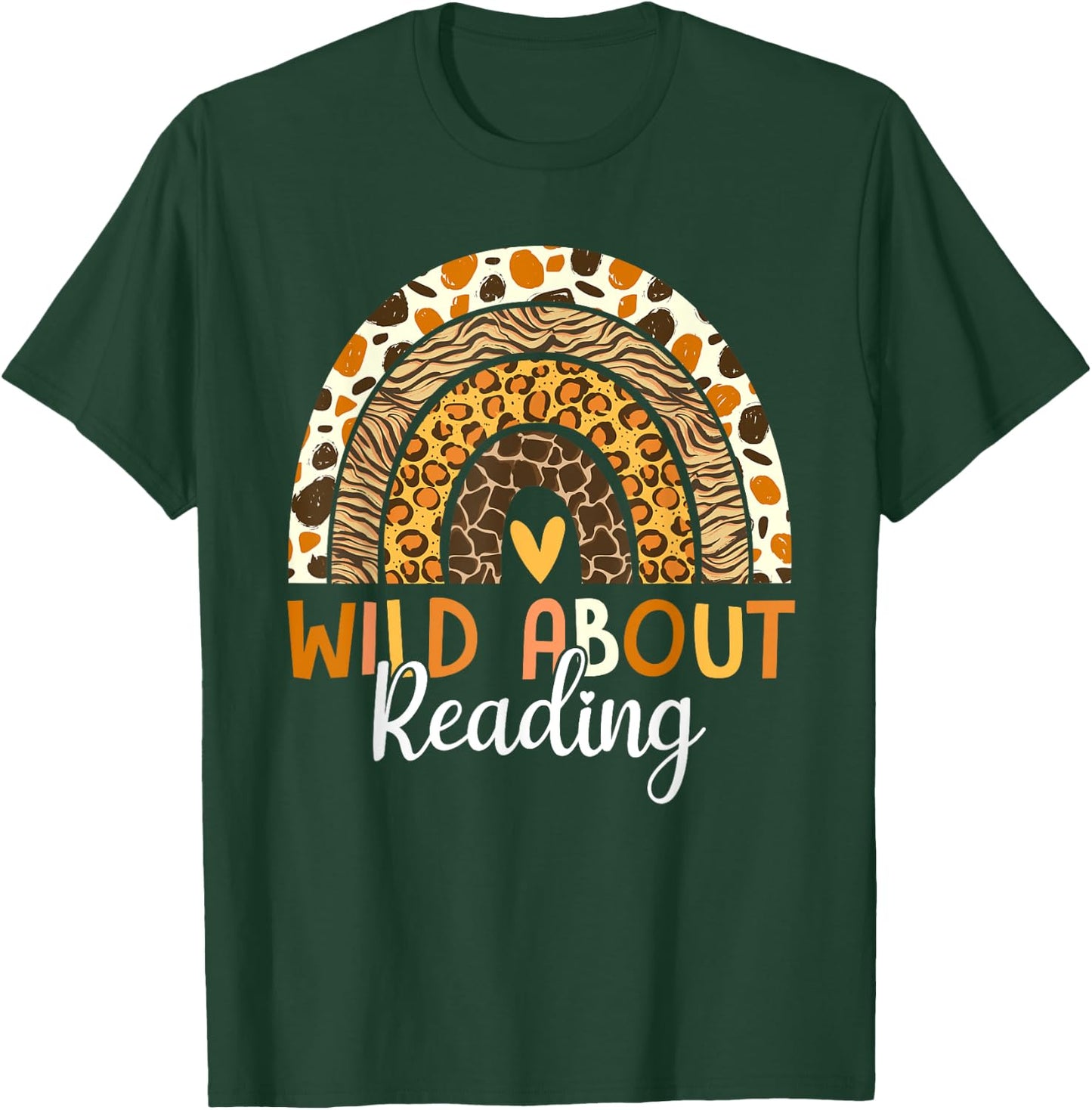 Wild About Reading Teacher Back to School Leopard Rainbow T-Shirt - T-Shirt | Forest