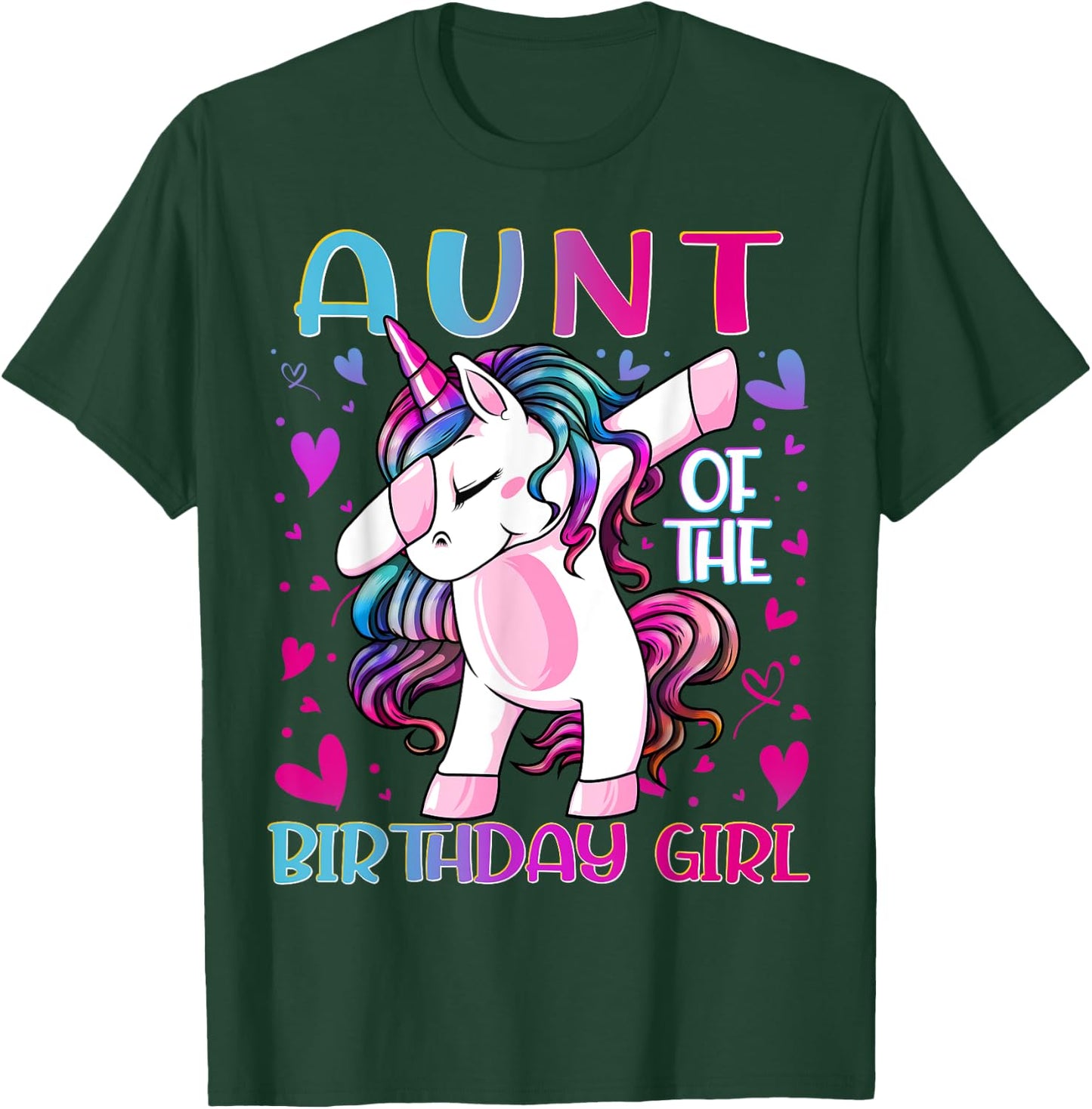 Aunt of the Birthday Girl Dabbing Unicorn Aunt Women Gifts T-Shirt - T-Shirt | Forest