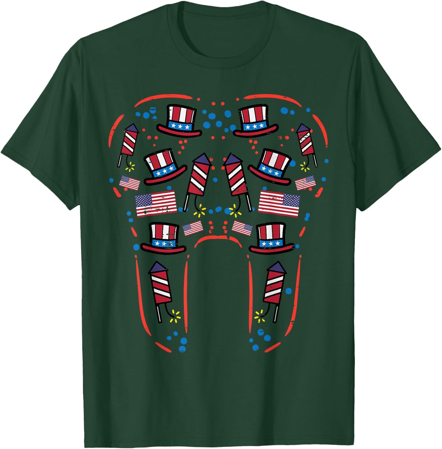 4th Of July Dentist Tooth US Flag Dental Patriotic Women Men T-Shirt - T-Shirt | Forest