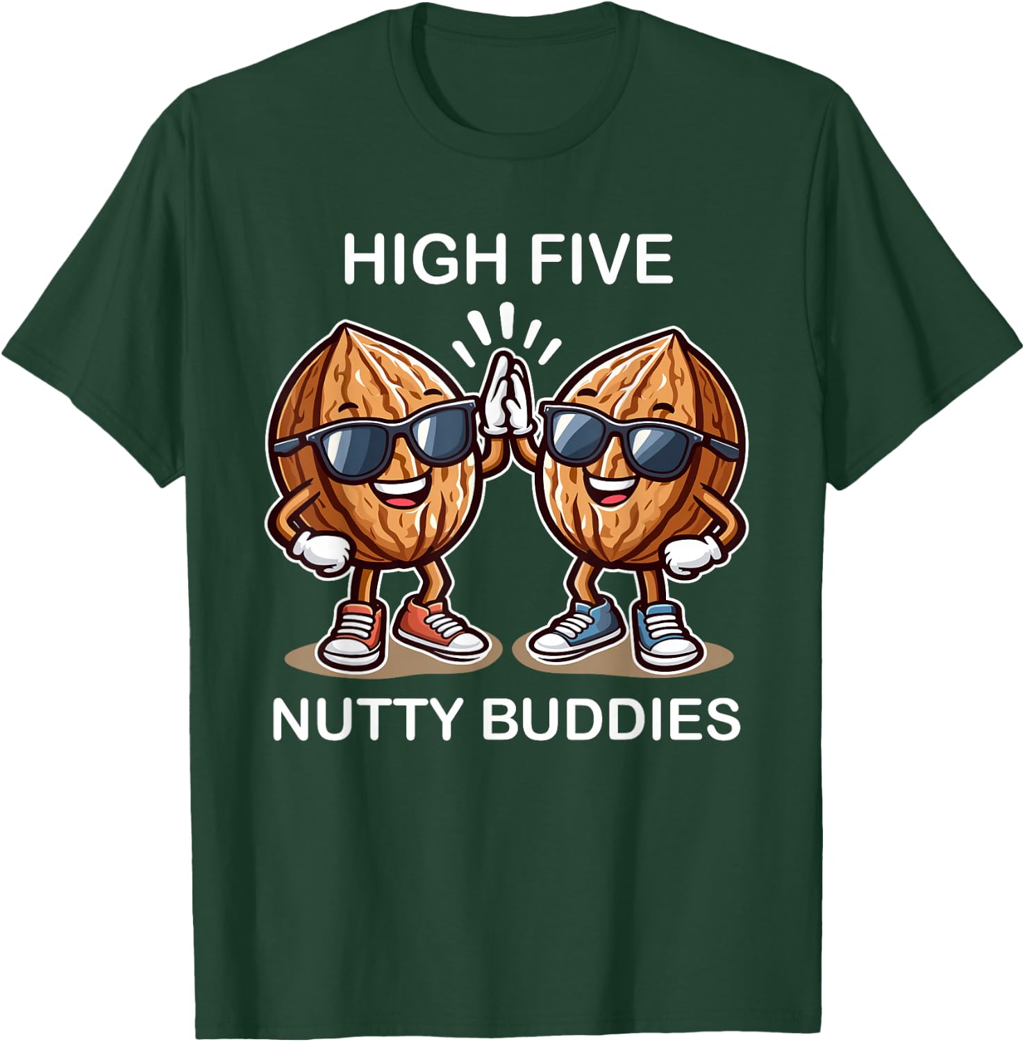 Walnut Friends High Five Nutty Buddies for Snack Lovers T-Shirt - T-Shirt | Forest