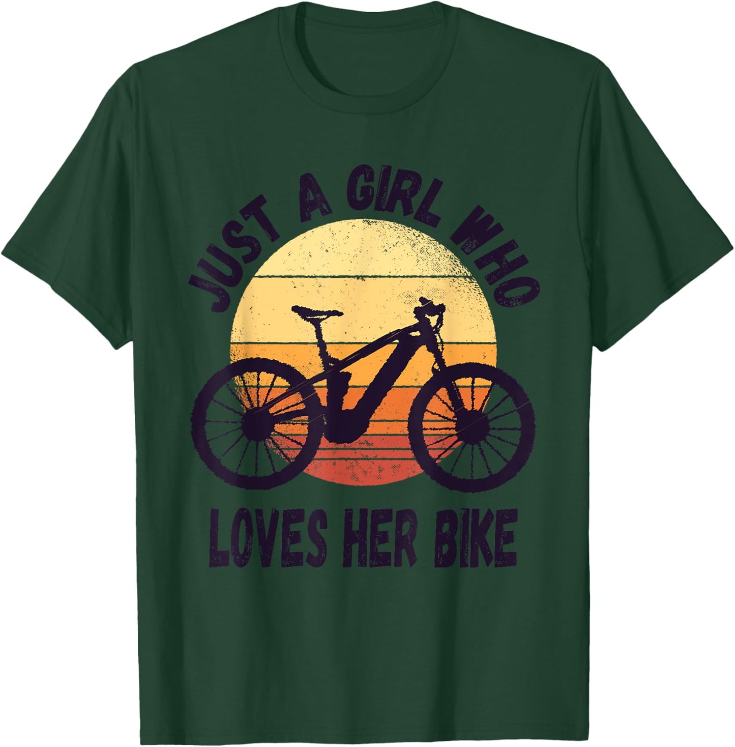 Just A Girl Who Loves Her Cute Bike Cycling biking Girls Kid T-Shirt - T-Shirt | Forest