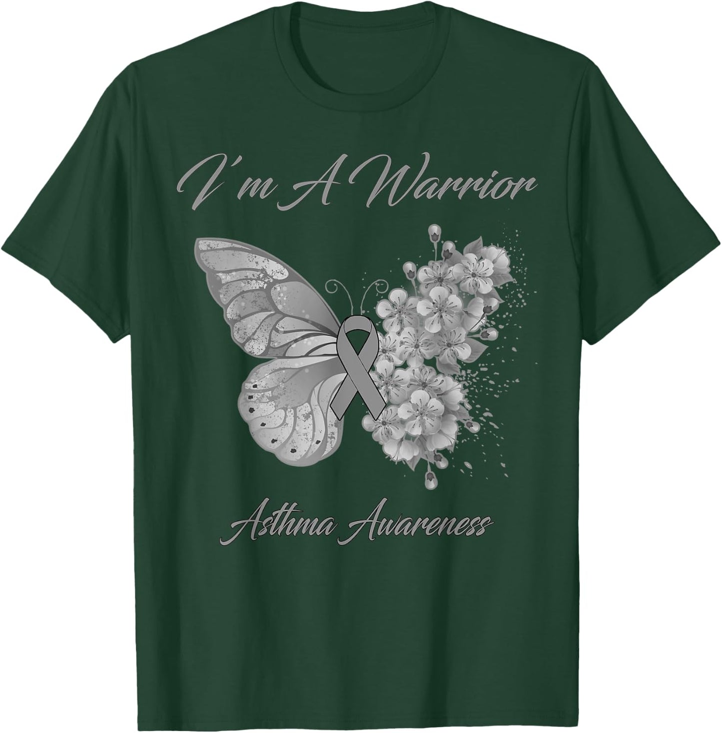 Butterfly I’m A Warrior Asthma Awareness T-Shirt - T-Shirt | Forest