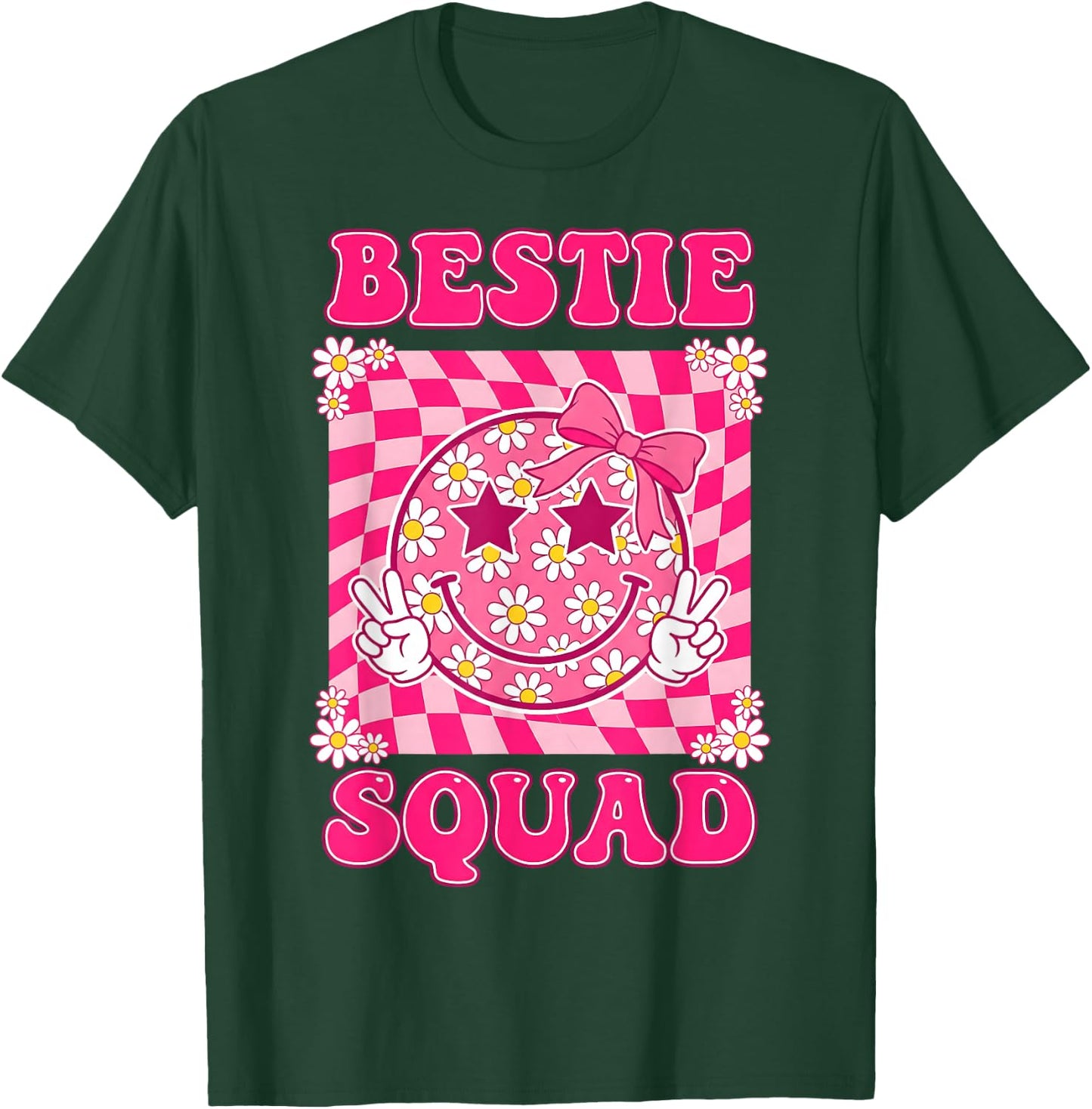 Groovy Bestie Squad Best Friends Matching Girls T-Shirt - T-Shirt | Forest