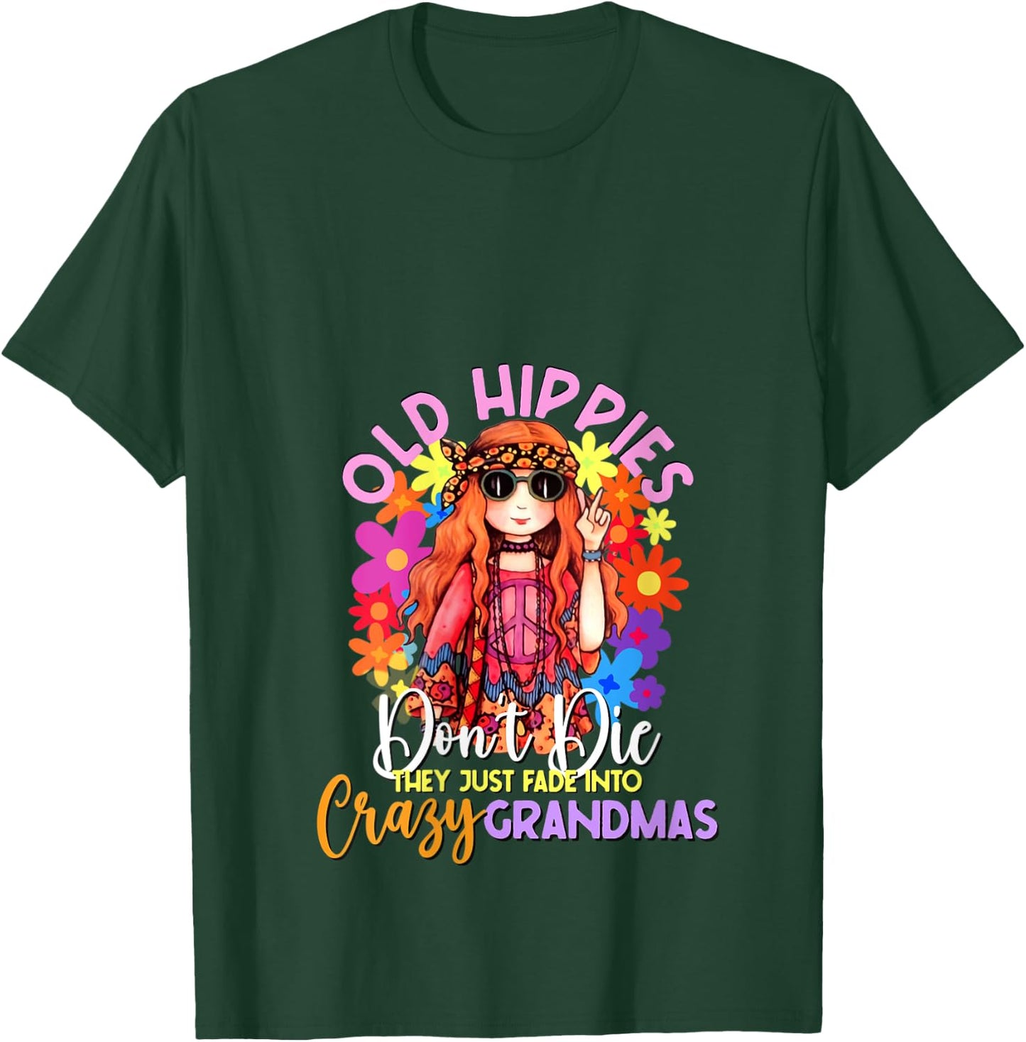 Old Hippies Don't Die Crazy Grandmas Flower Child 60s Party V-Neck T-Shirt - T-Shirt | Forest
