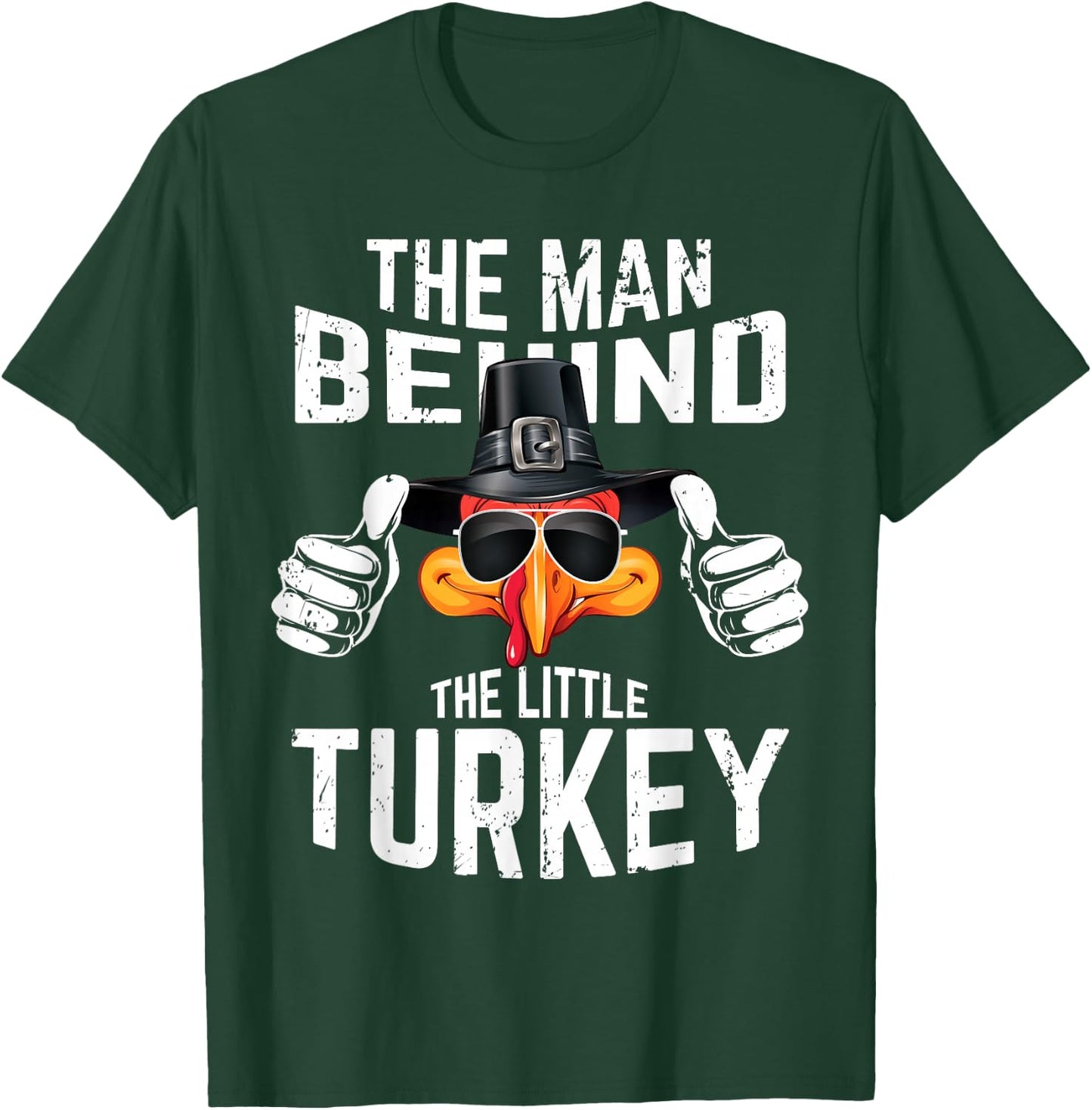 Man Behind The Little Turkey Dad Pregnancy Thanksgiving T-Shirt - T-Shirt | Forest