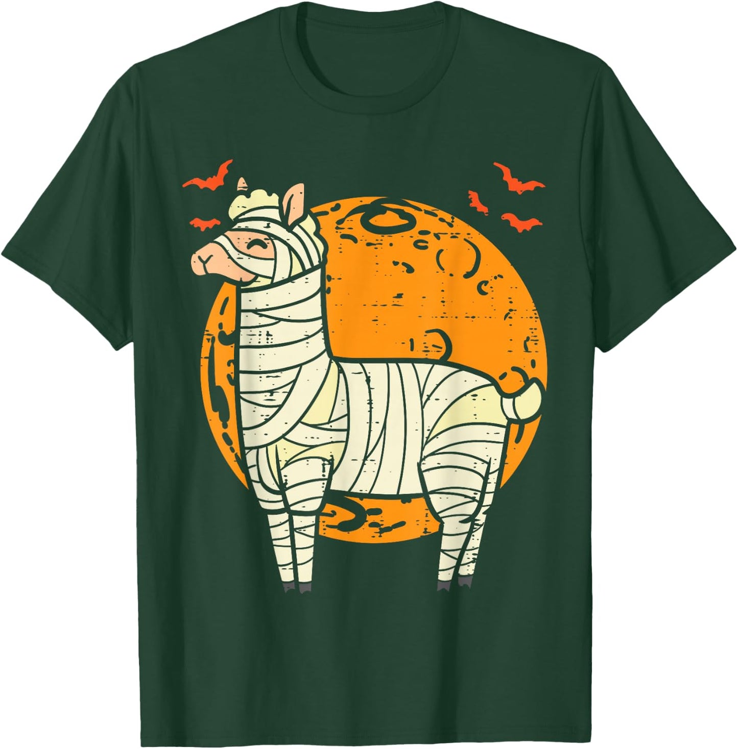 Mummy Llama Moon Cute Halloween Alpaca Animal Men Women Kids T-Shirt - T-Shirt | Forest