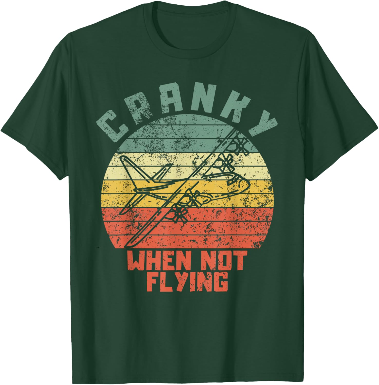 Cranky when not flying funny pilot retro sunset design T-Shirt - T-Shirt | Forest