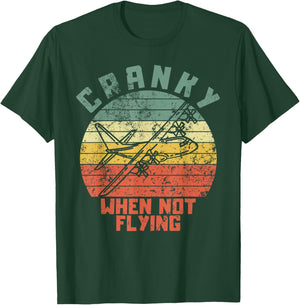 Cranky when not flying funny pilot retro sunset design T-Shirt - T-Shirt | Forest