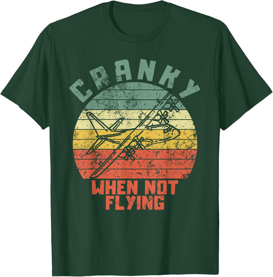 Cranky when not flying funny pilot retro sunset design T-Shirt - T-Shirt | Forest