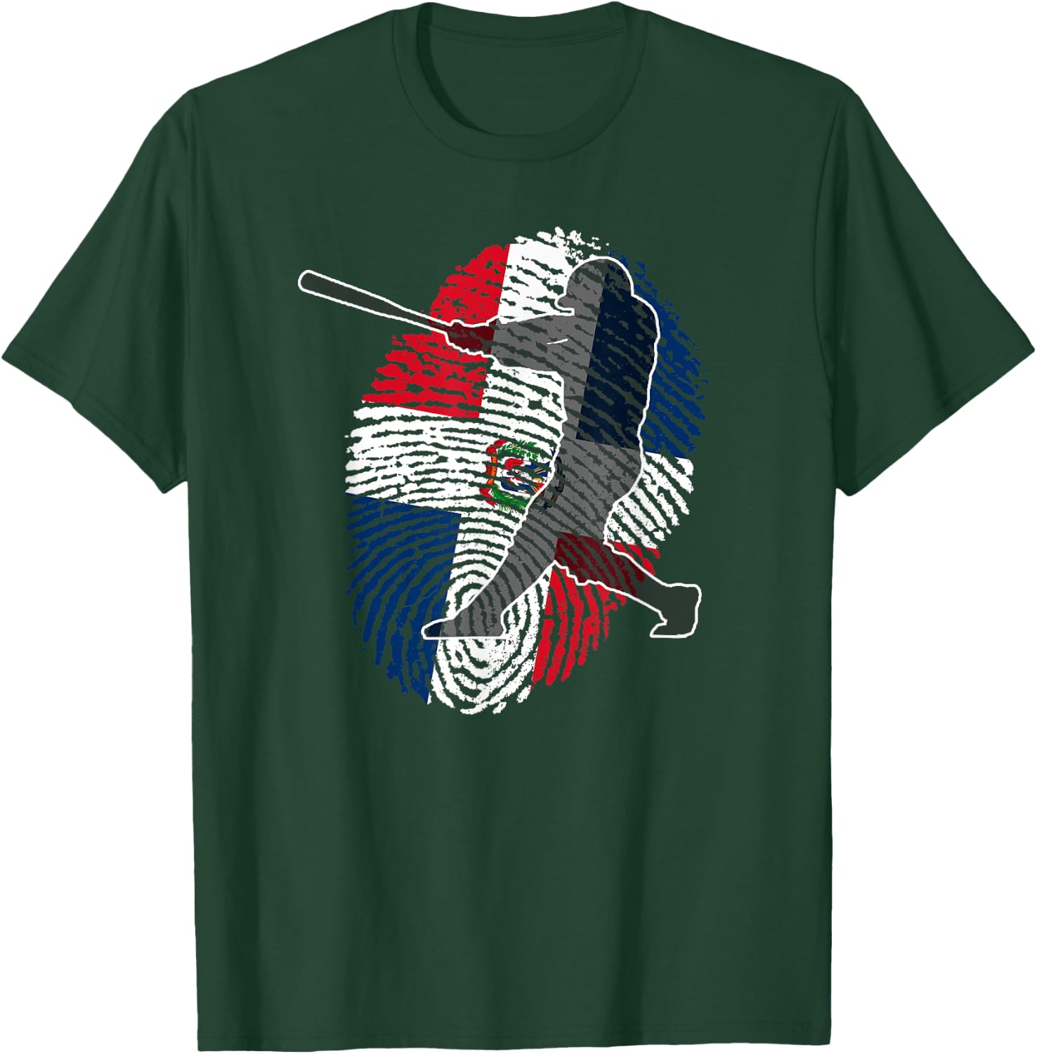 Dominican Republic Baseball Batter DNA Fingerprint T-Shirt - T-Shirt | Forest