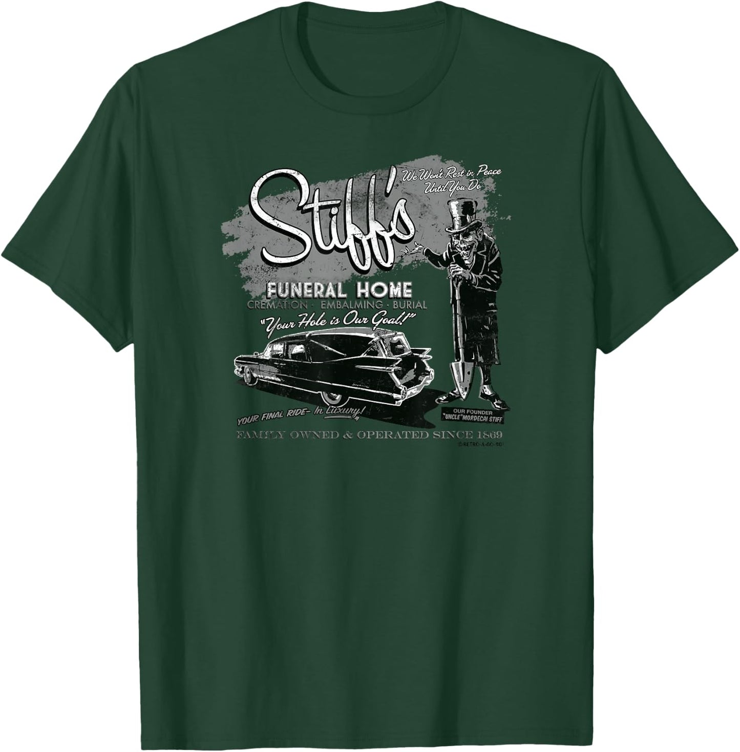 Retro Monster Funeral Funny Undertaker Humor Retro-a-go-go T-Shirt - T-Shirt | Forest