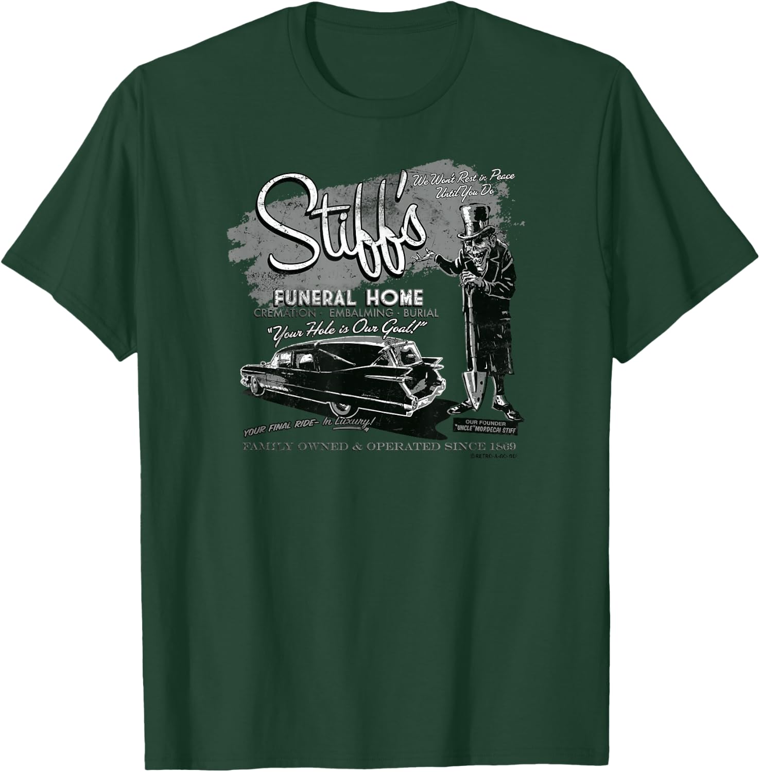 Retro Monster Funeral Funny Undertaker Humor Retro-a-go-go T-Shirt - T-Shirt | Forest