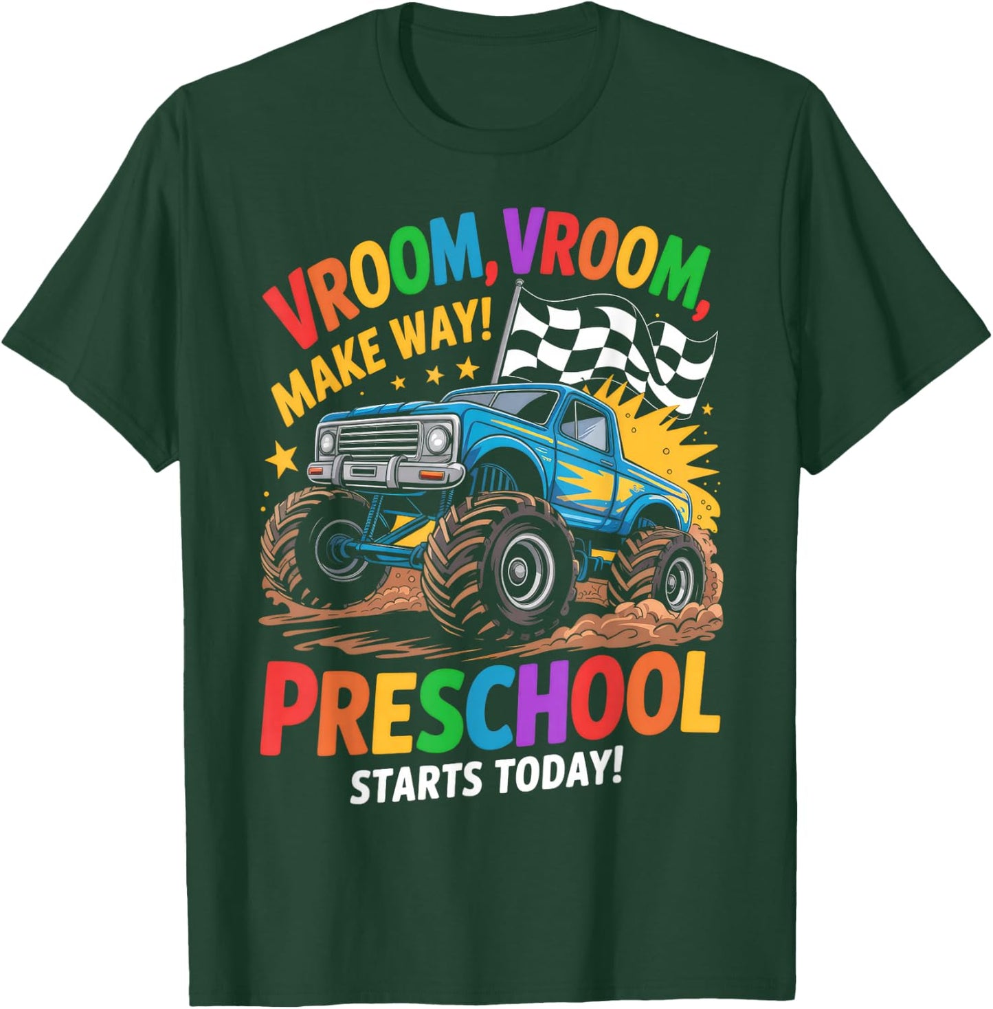 Back to School Preschool Pre-K Monster Truck First Day Boys T-Shirt - T-Shirt | Forest