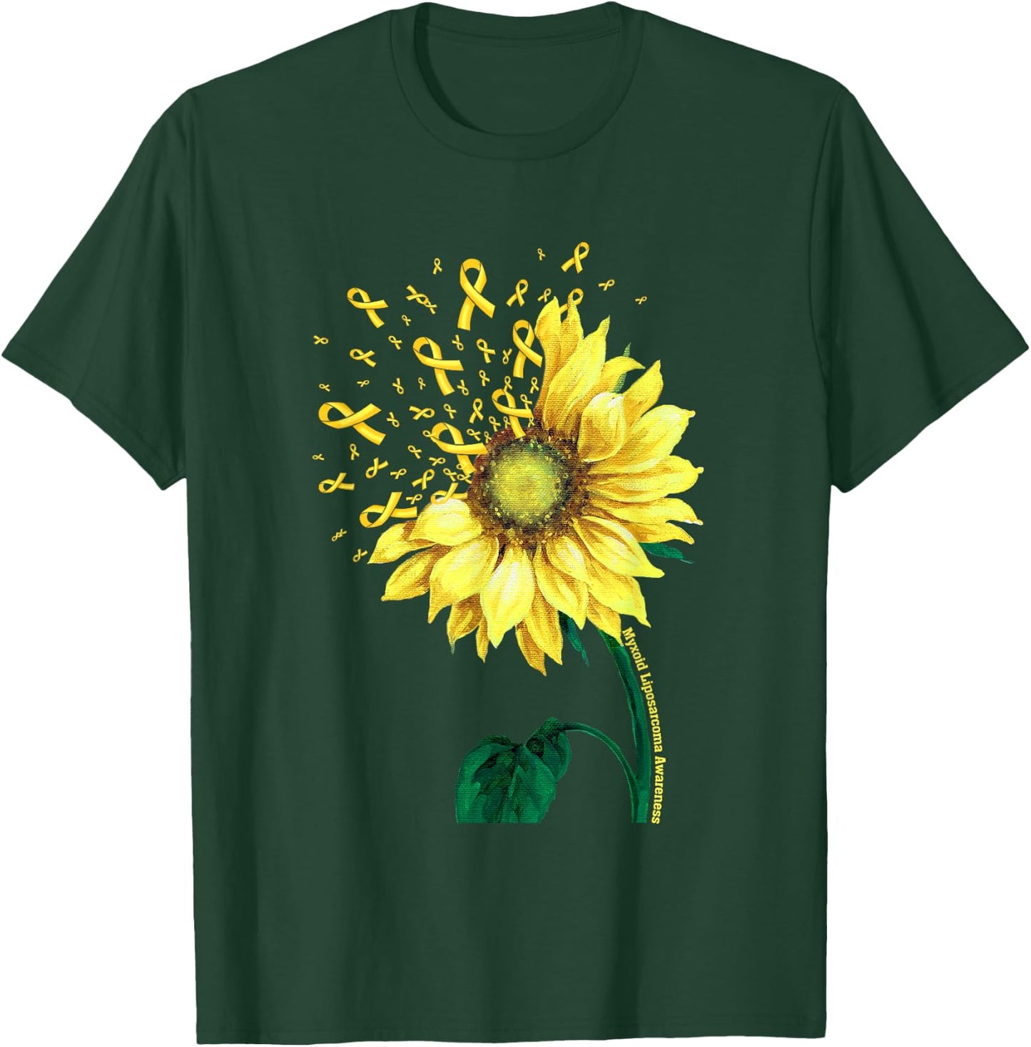 MYXOID LIPOSARCOMA AWARENESS Sunflower Yellow Ribbon T-Shirt - T-Shirt | Forest