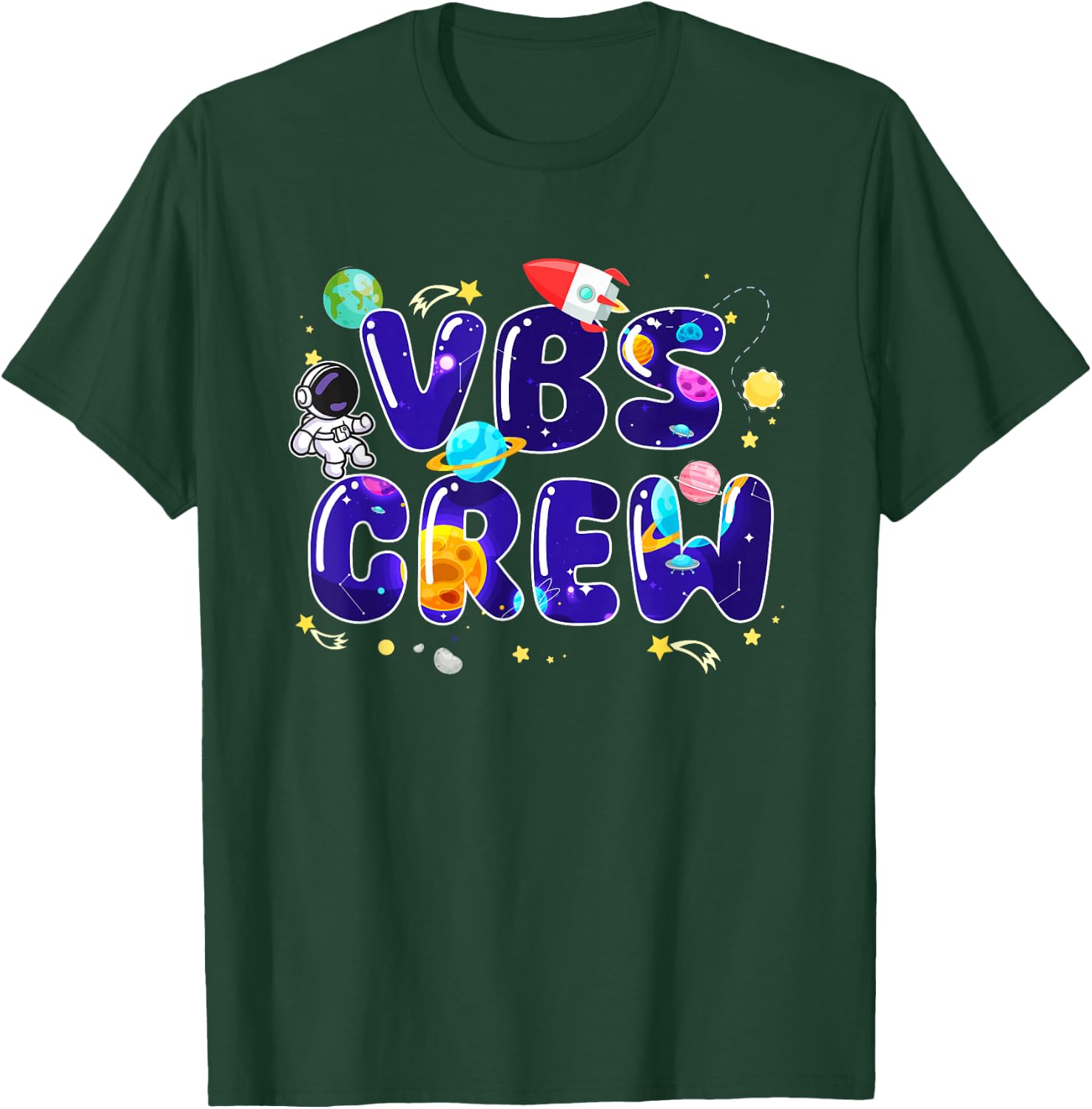VBS Crew 2026 Space Astronaut Vacation Bible School T-Shirt - T-Shirt | Forest