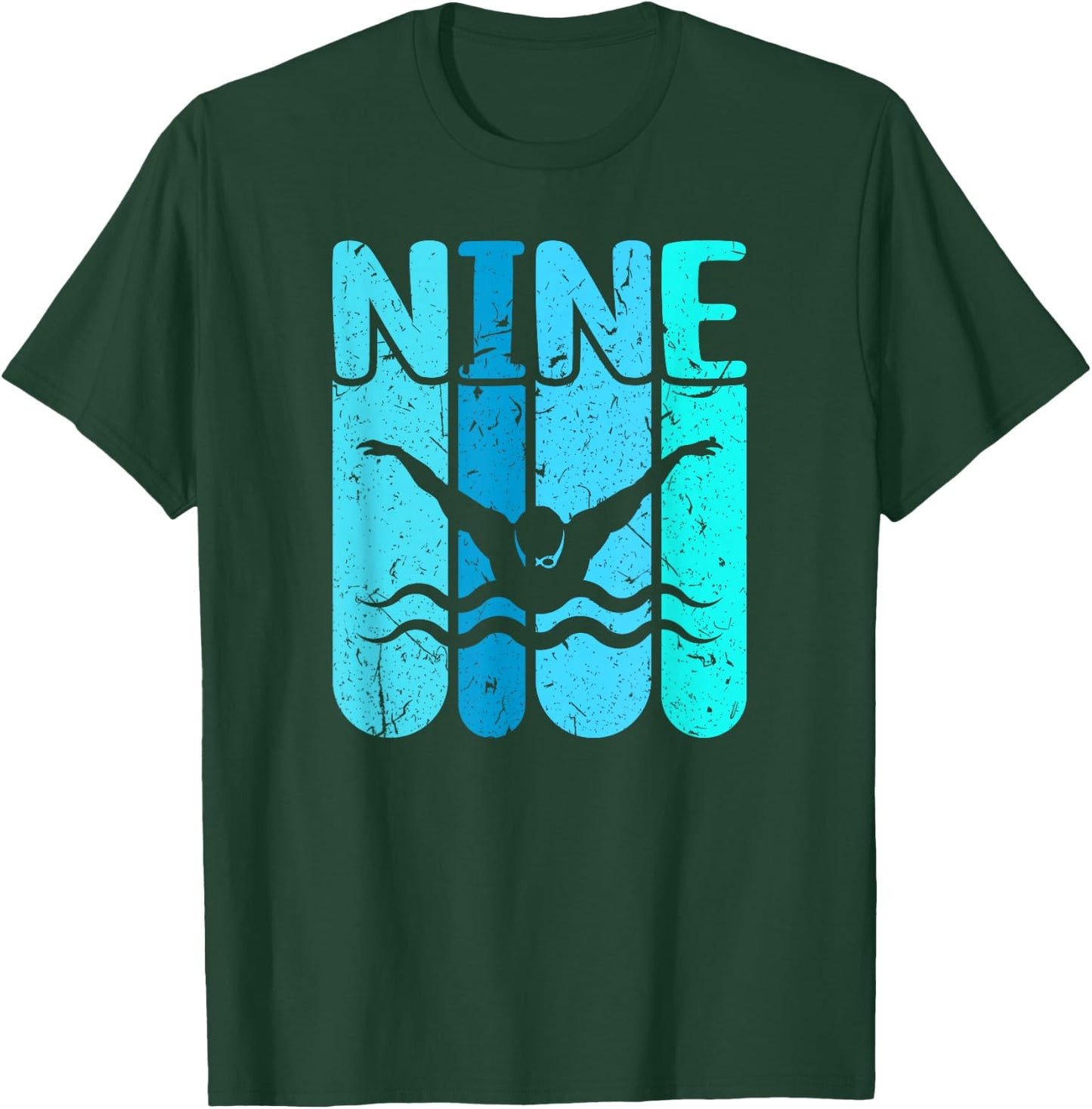 Swimmer 9th Birthday Swimming T-Shirt - T-Shirt | Forest