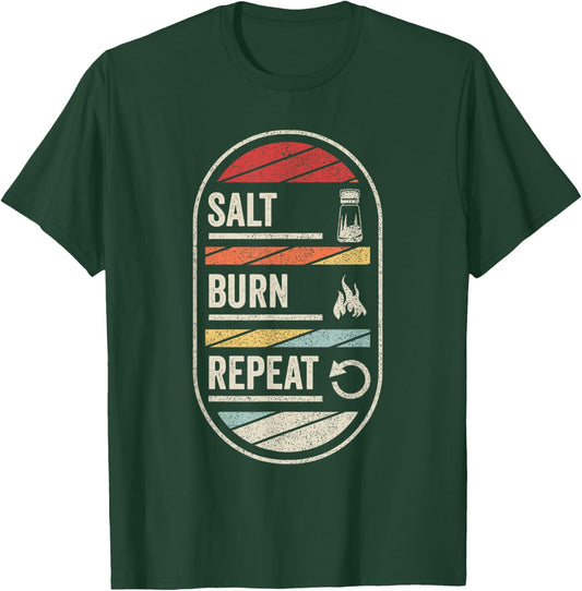 Retro Supernatural Quotes Salt, Burn, Repeat! Quotes Fiction T-Shirt - T-Shirt | Forest