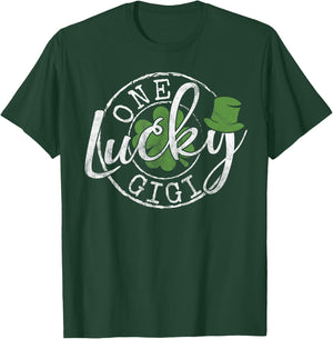 One Lucky Gigi Funny Irish Clovers Grandma St Patrick's Day T-Shirt - T-Shirt | Forest