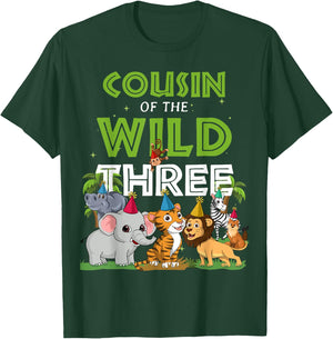 Cousin of the Wild Three Zoo Birthday Safari Jungle Animal T-Shirt - T-Shirt | Forest