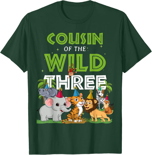 Cousin of the Wild Three Zoo Birthday Safari Jungle Animal T-Shirt - T-Shirt | Forest