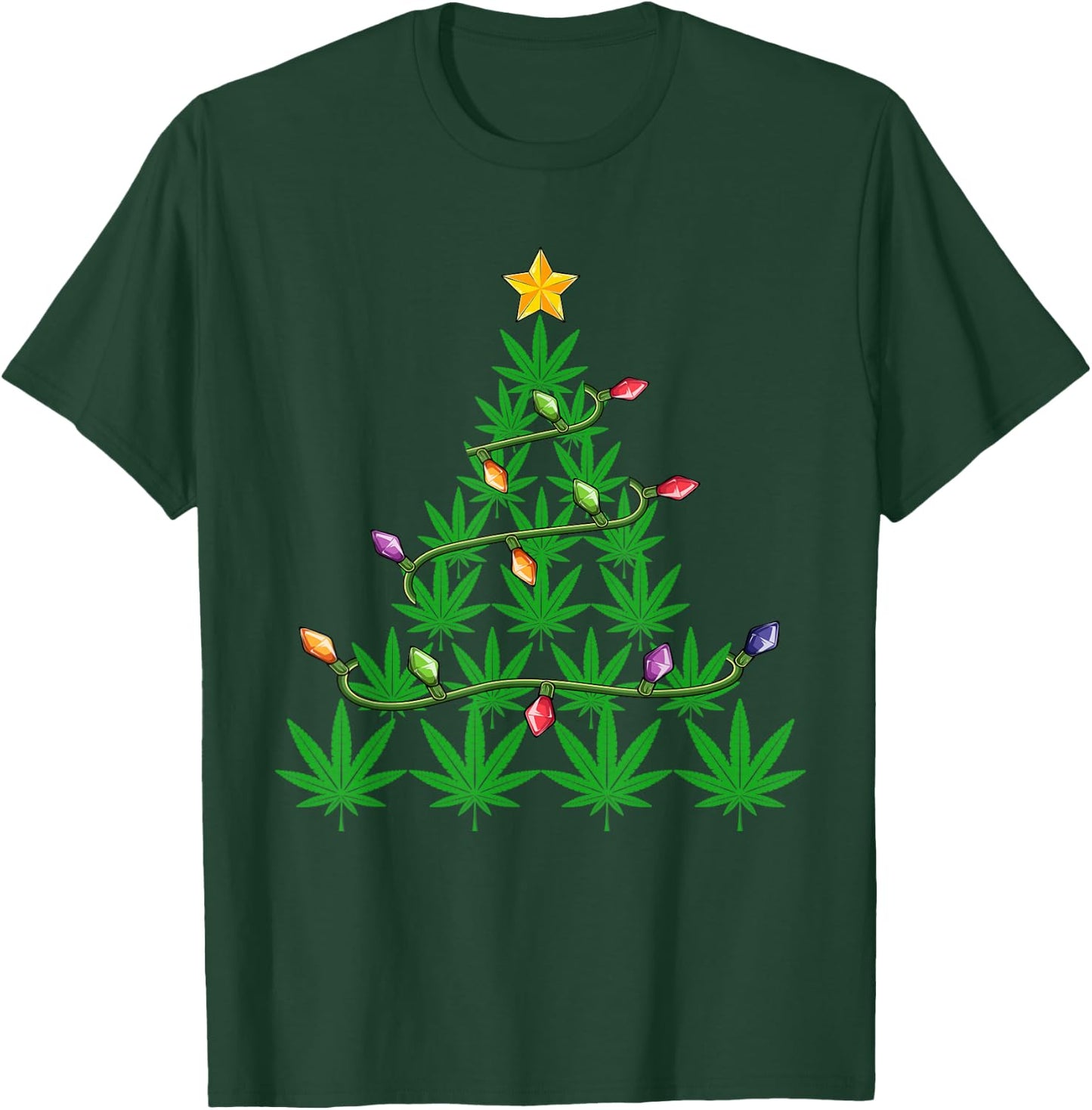 Weed Christmas Men Apparel Funny Marijuana Pot Leaf Cannabis T-Shirt - T-Shirt | Forest