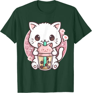 Boba Cat Boba Tea Bubble Tea Kawaii Anime Cat Kawaii Neko T-Shirt - T-Shirt | Forest