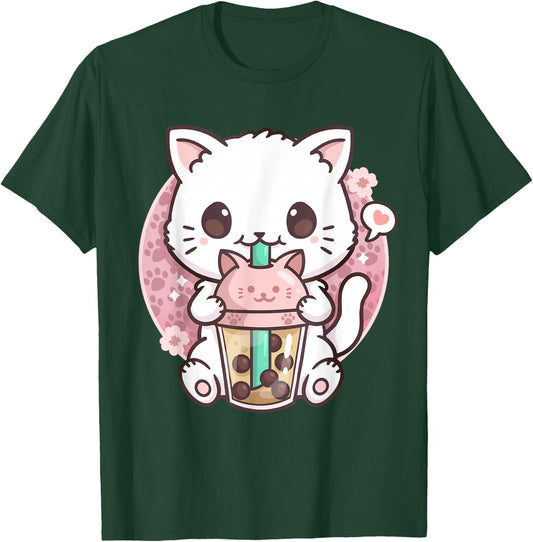 Boba Cat Boba Tea Bubble Tea Kawaii Anime Cat Kawaii Neko T-Shirt - T-Shirt | Forest