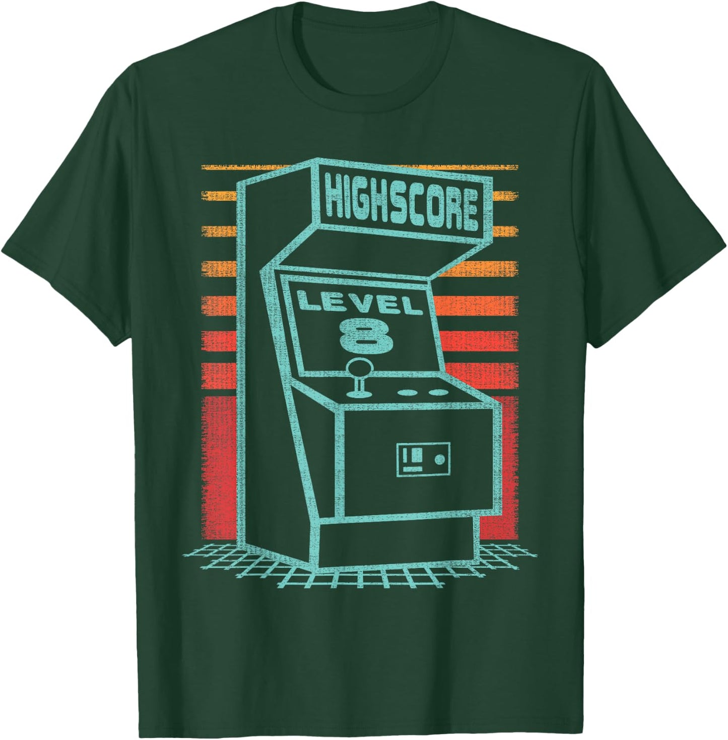 8th Birthday 8 Year Old Retro Gamer Level Up Unlocked T-Shirt - T-Shirt | Forest