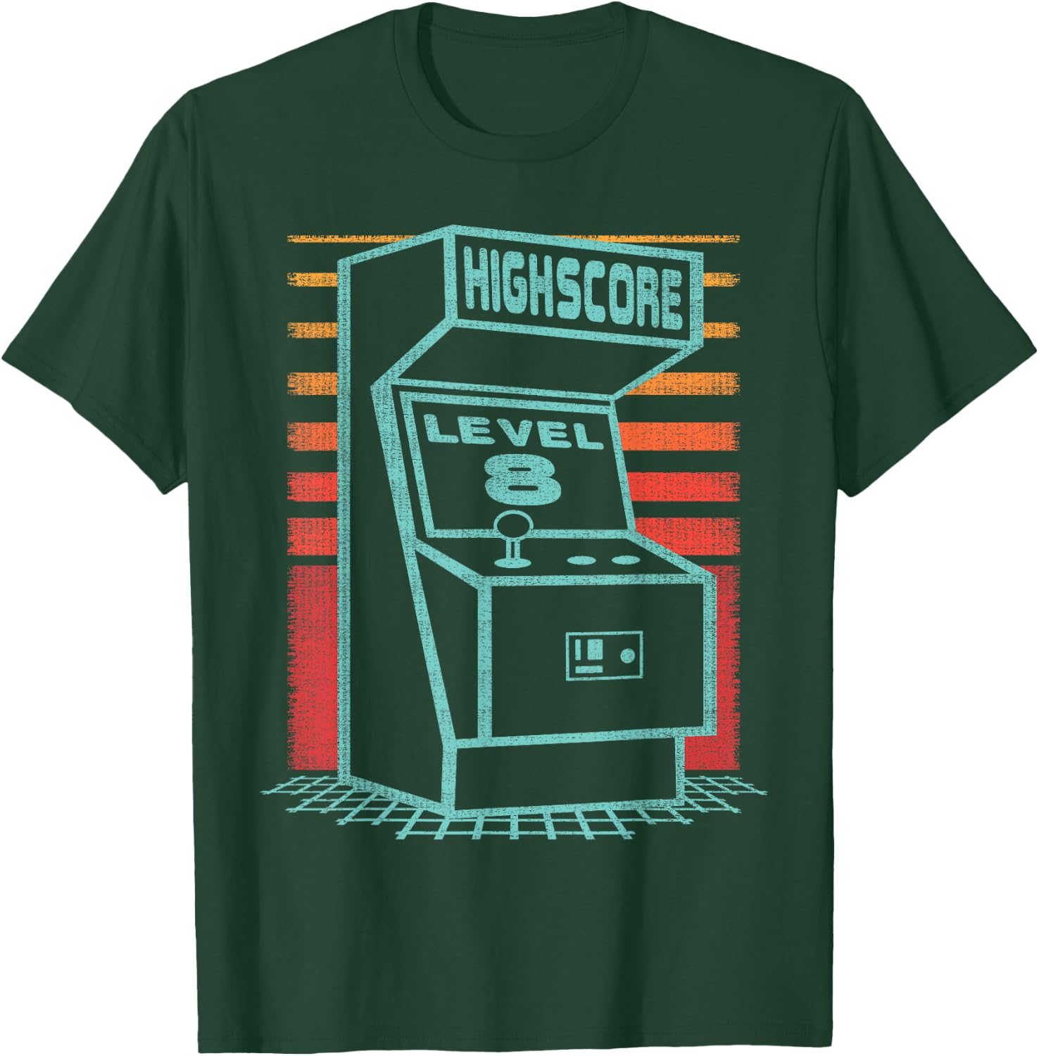 8th Birthday 8 Year Old Retro Gamer Level Up Unlocked T-Shirt - T-Shirt | Forest