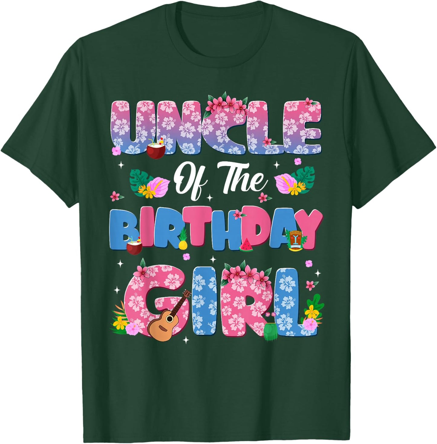 Uncle Of The Birthday Girl Party Decor Family Matching T-Shirt - T-Shirt | Forest