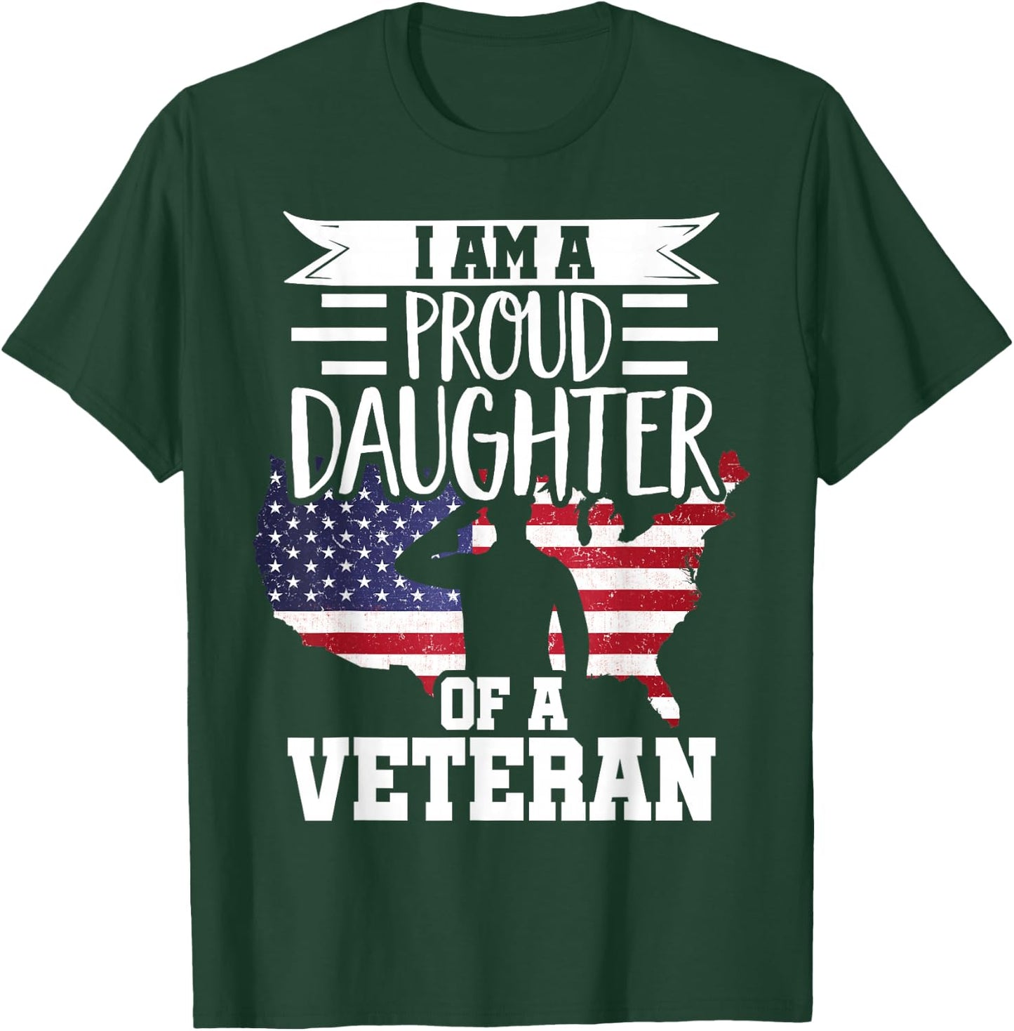 Proud Daughter Veteran Nothing Scares Patriotic Veterans Day T-Shirt - T-Shirt | Forest