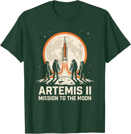Artemis II Mission to The Moon Space Rocket Astronaut T-Shirt - T-Shirt | Forest
