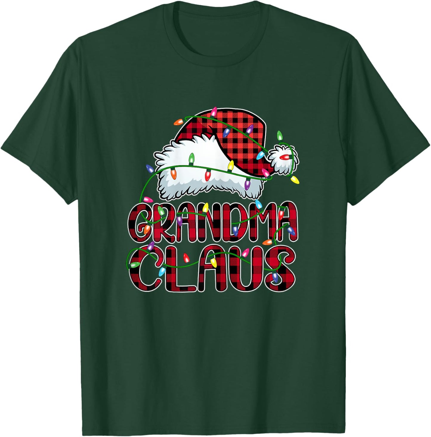 Grandma Claus Shirt Christmas Lights Pajama Family Matching T-Shirt - T-Shirt | Forest