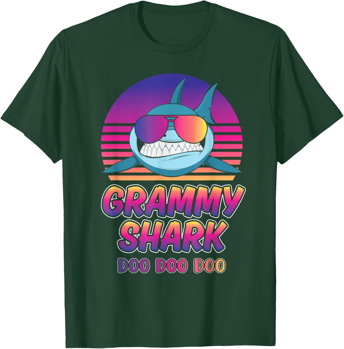 Grammy Shark Vintage Retro Sunset Graphic 2022 T-Shirt - T-Shirt | Forest