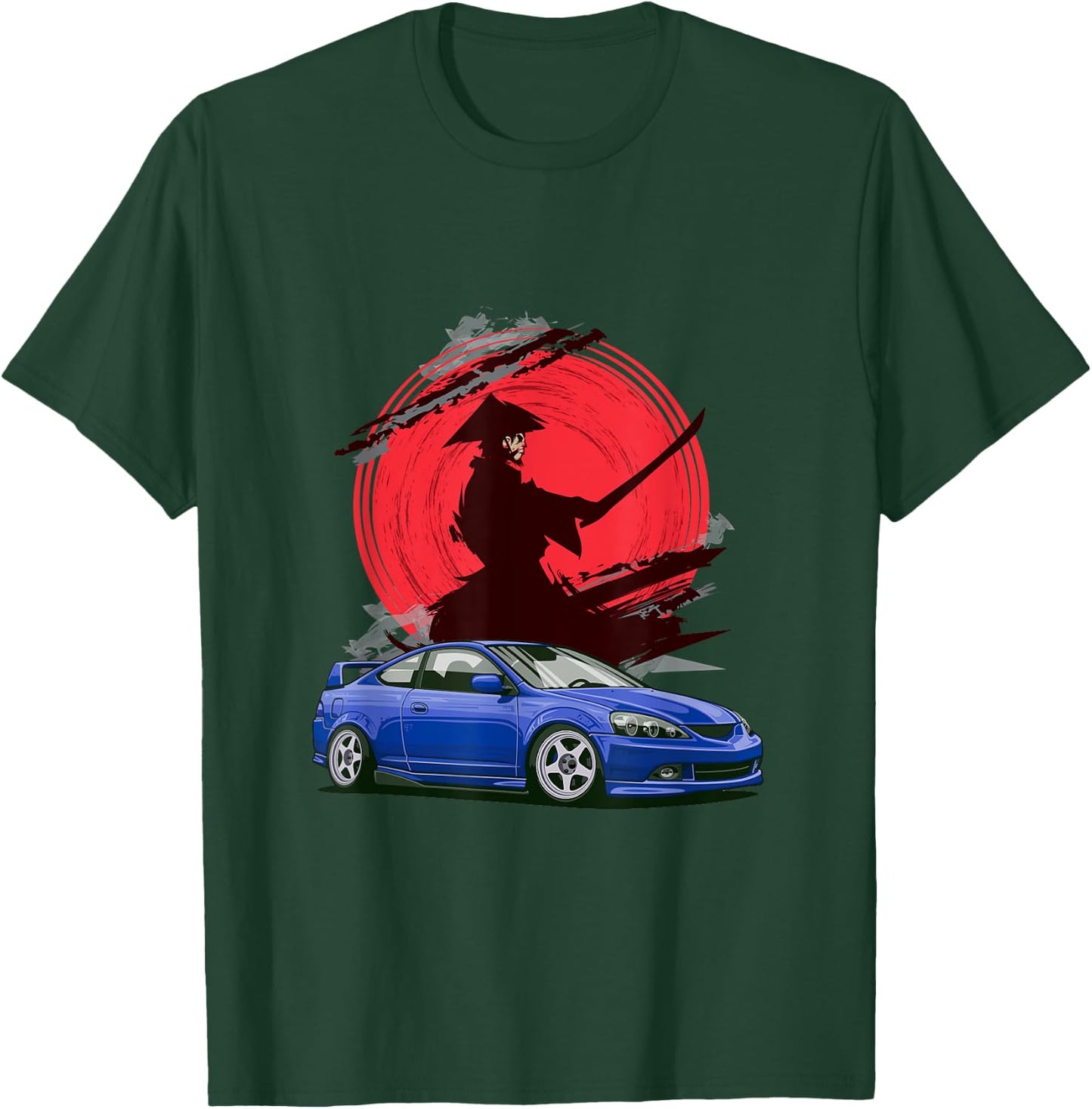 JDM RSX Auto Tuning Japan Samurai Sun Drift T-Shirt - T-Shirt | Forest