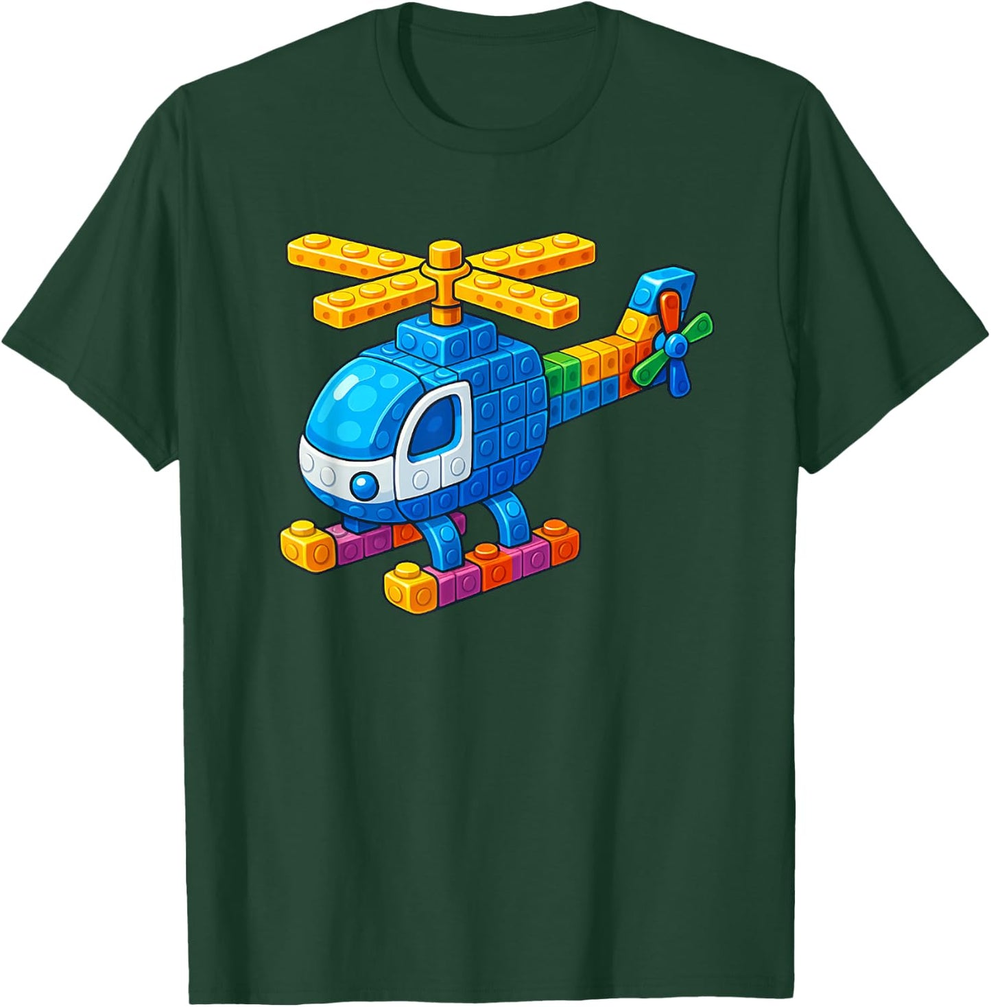 Master Builder Helicopter Building Blocks Builders Toys Boys T-Shirt - T-Shirt | Forest