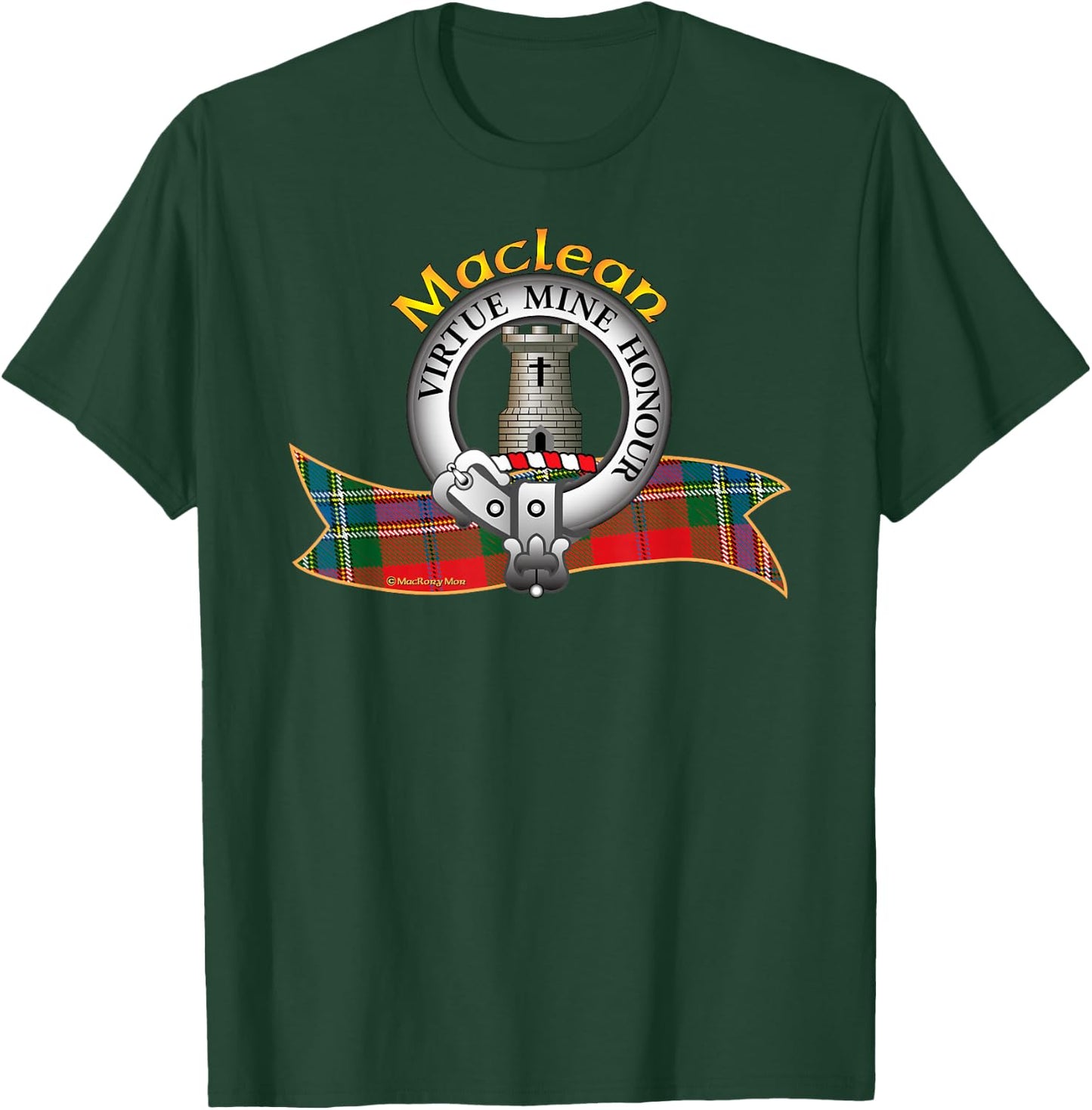 Maclean Clan Tartan Crest Motto T-Shirt - T-Shirt | Forest