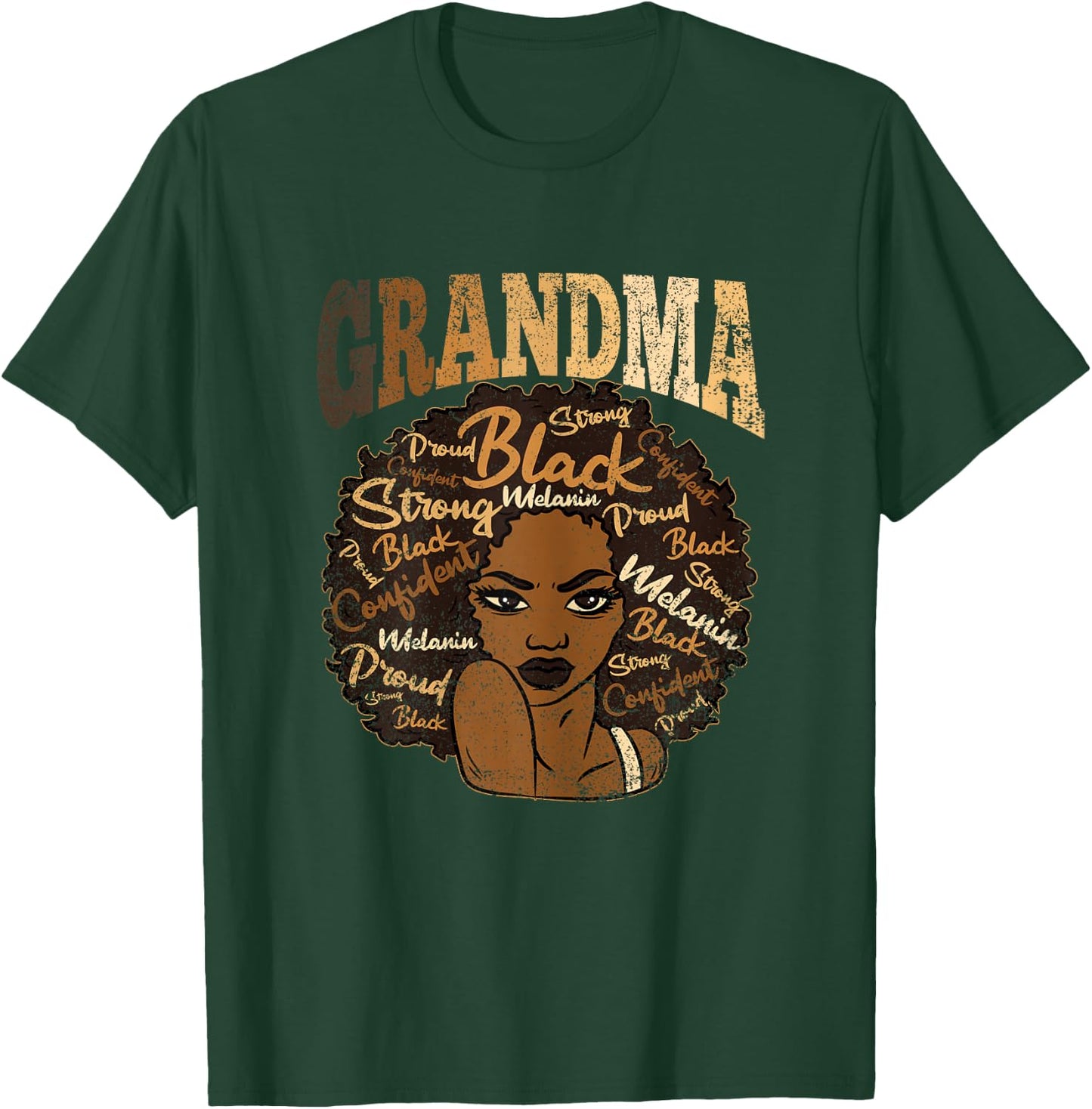 Grandma Afro Woman Black History BLM Melanin Grandmother T-Shirt - T-Shirt | Forest