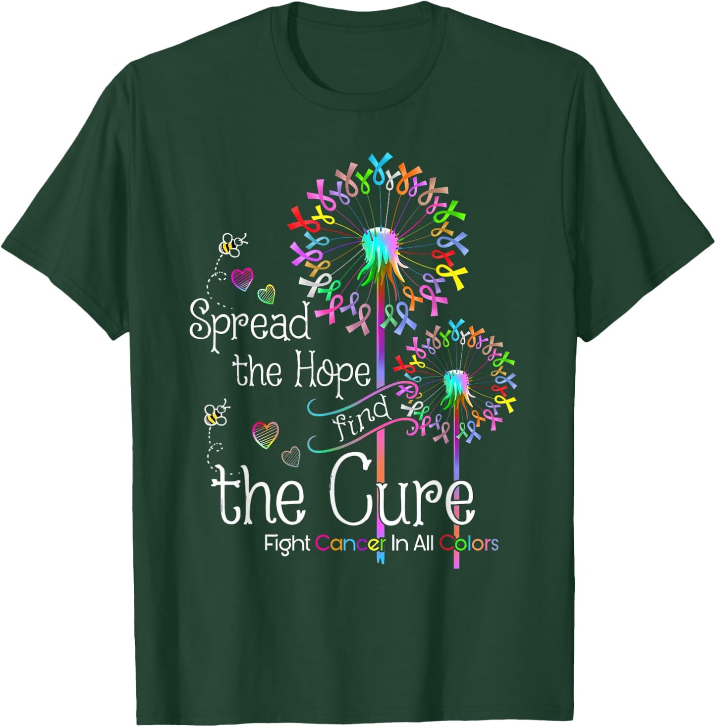 The Hope Find The Cure Fight Black X-Small Classic Fit T-Shirt - T-Shirt | Forest