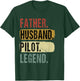 Father Husband Pilot Legend Vintage Dad Father's Day T-Shirt - T-Shirt | Forest