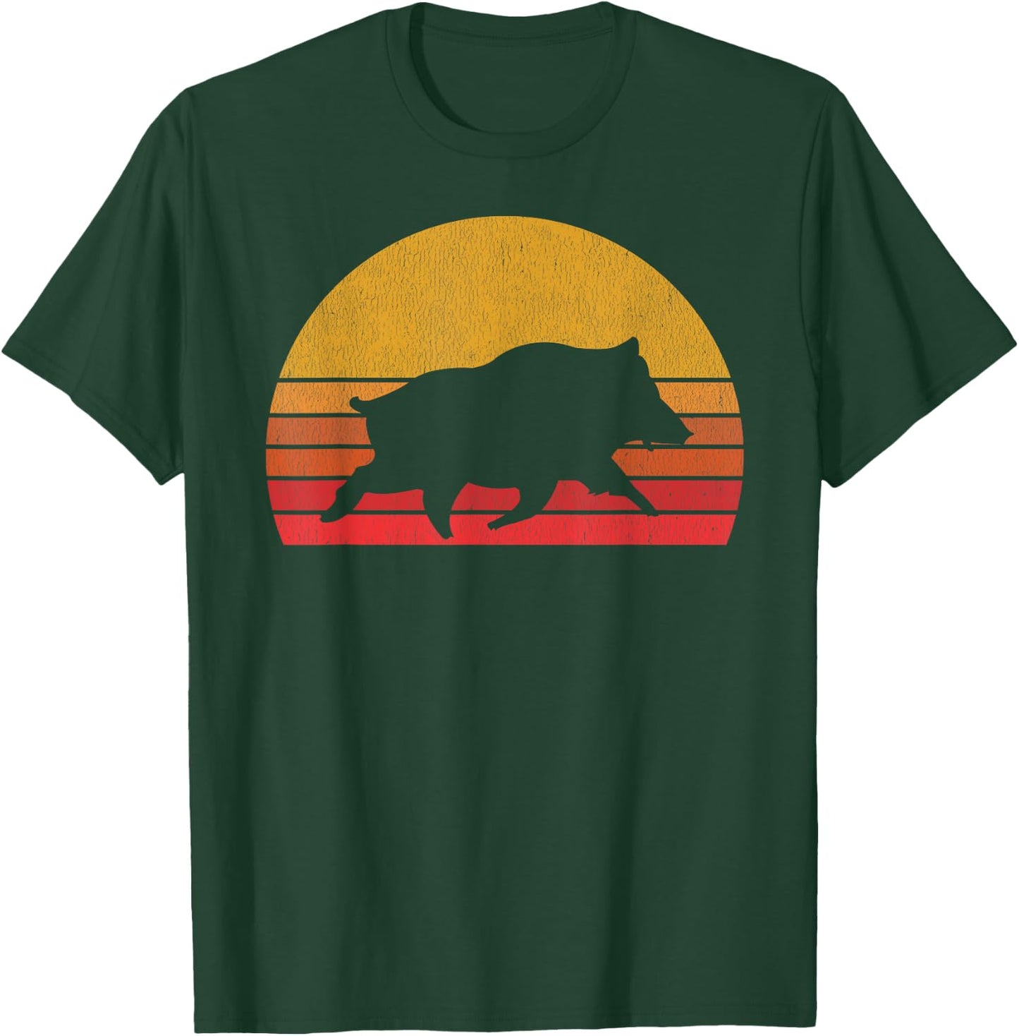 Boar Hunting - Retro Sunset Wild Pigs Boar Hunter T-Shirt - T-Shirt | Forest
