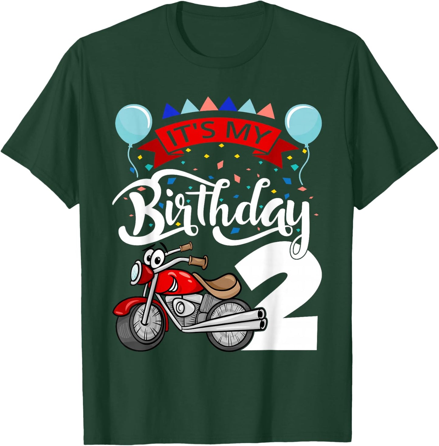 It`s My Birthday Party 2 Themed Motorcycle Birthday T-Shirt - T-Shirt | Forest