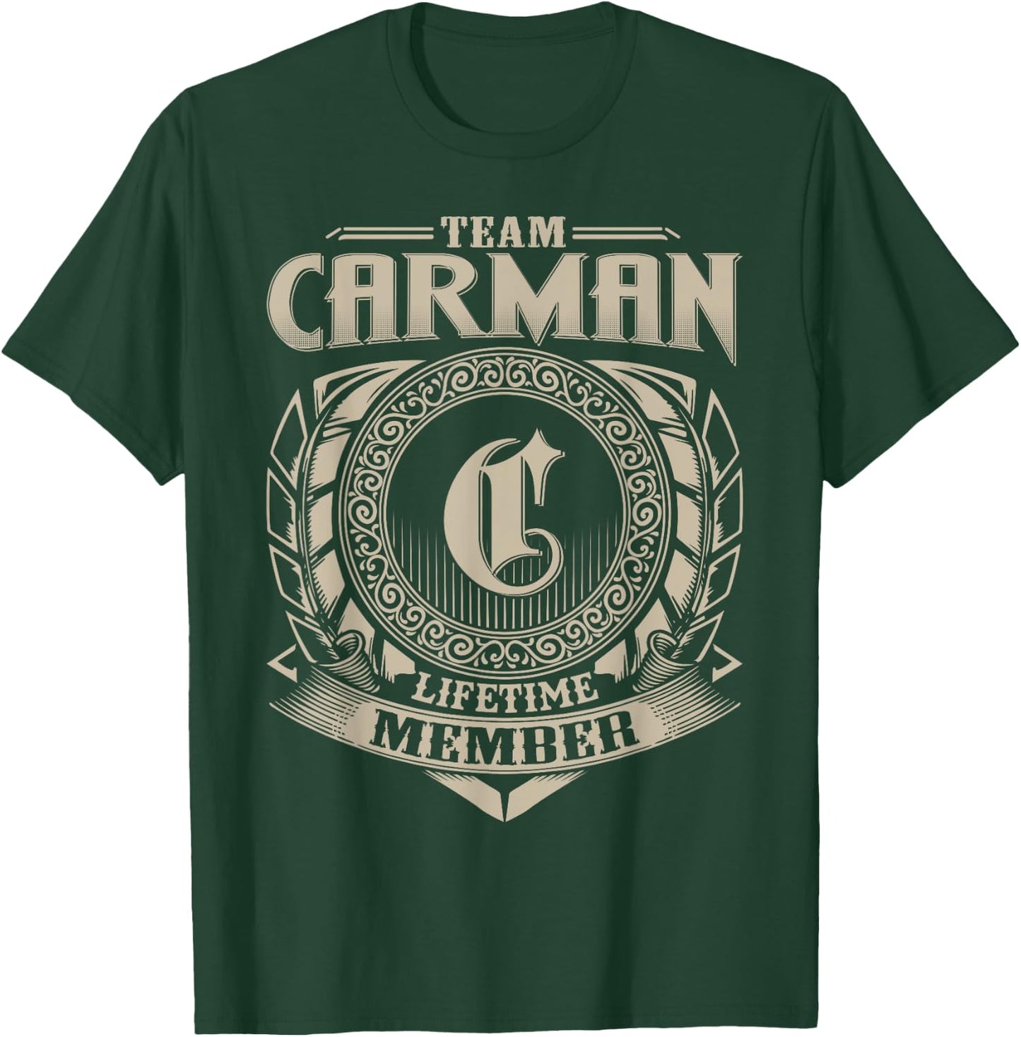 Team CARMAN Lifetime Member Funny CARMAN Family Name Vintage T-Shirt - T-Shirt | Forest