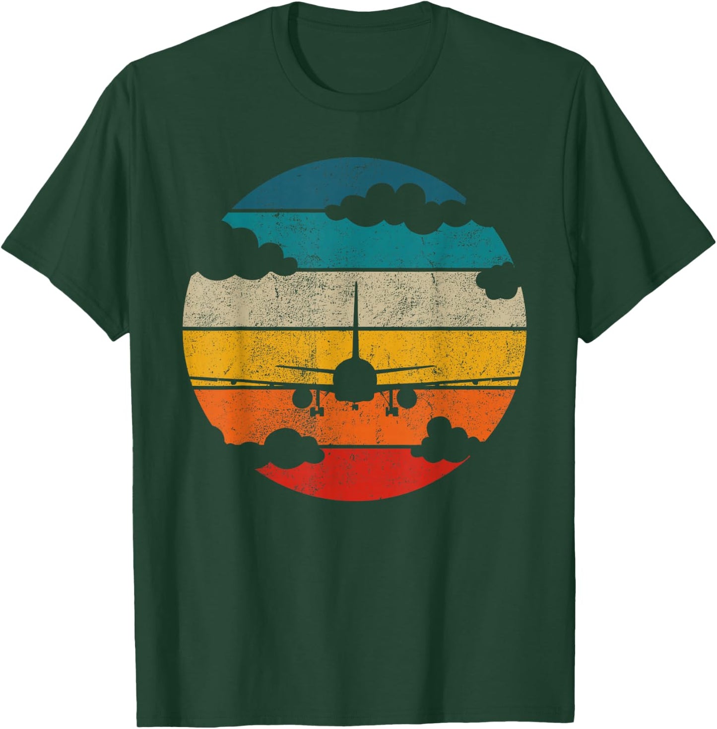 Airplane Retro Vintage Plane Aviator Aircraft Pilot Airplane T-Shirt - T-Shirt | Forest