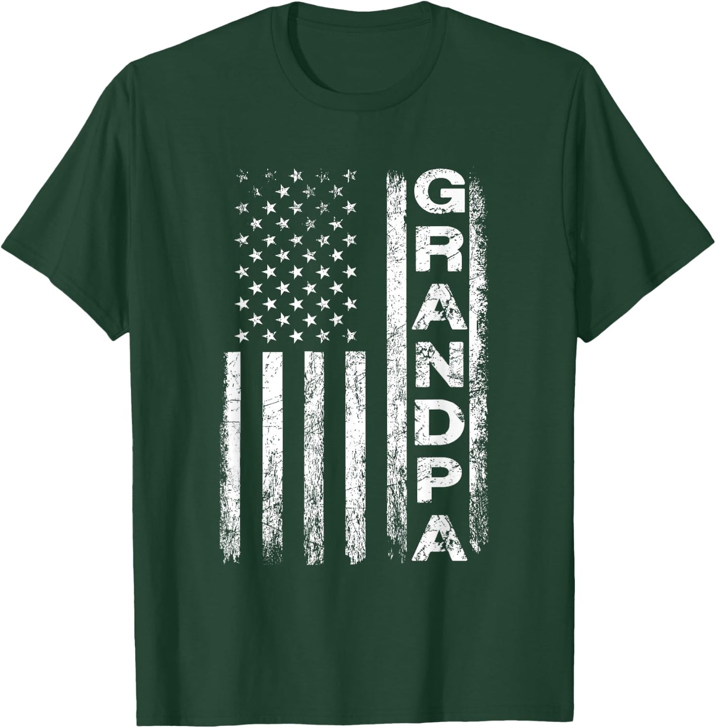 Grandpa Vintage American Flag Father's Day 4th of July Papa T-Shirt - T-Shirt | Forest