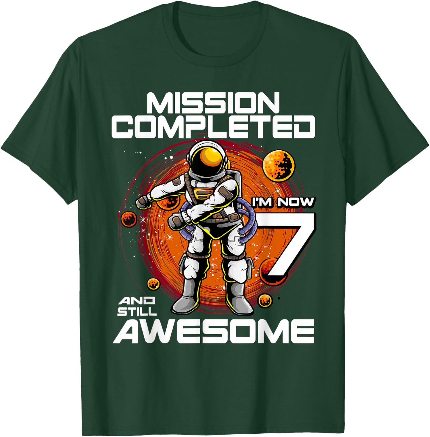 7th Birthday Astronaut 7 Years Old Outer Space Birthday T-Shirt - T-Shirt | Forest