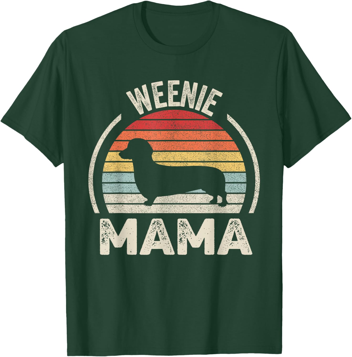 Vintage Retro Weenie Mama Funny Dachshund Lover Weiner Dog Women Kids T-Shirt - T-Shirt | Forest