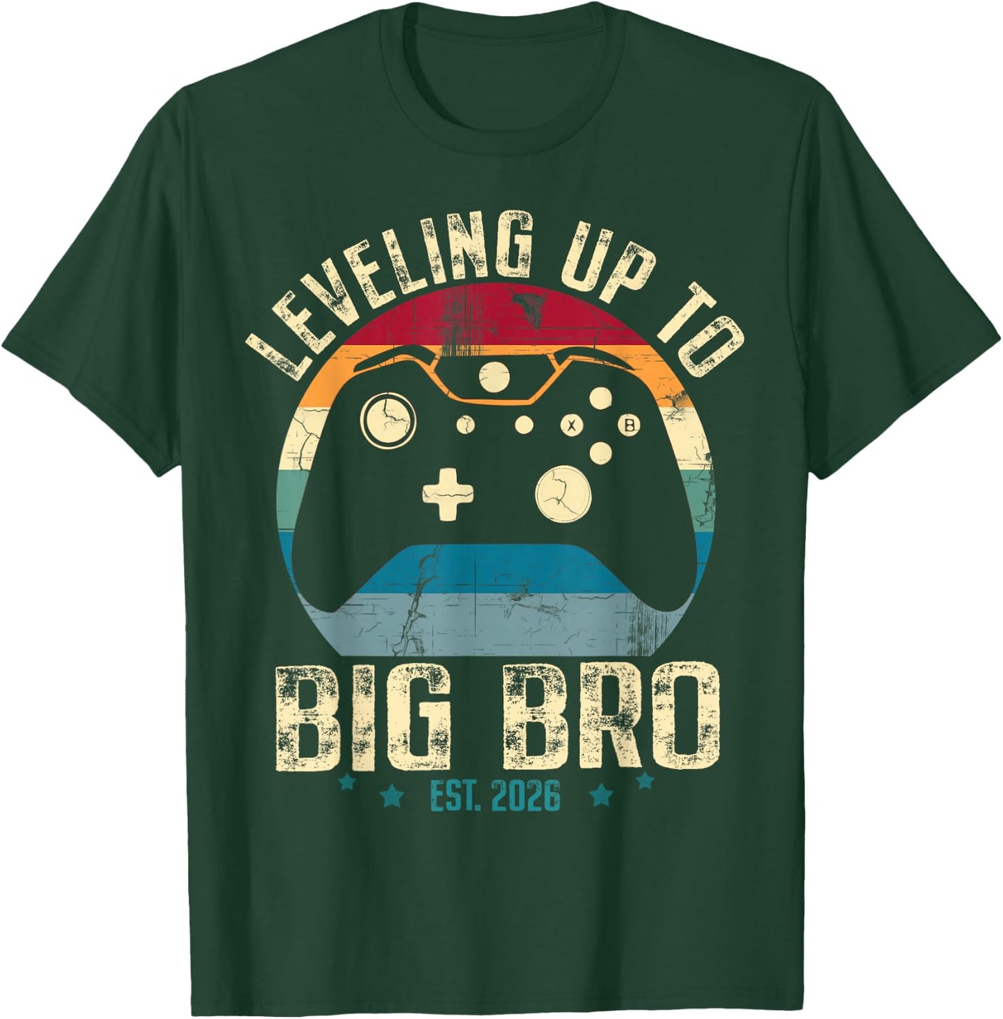 Leveling up to Big Brother 2026 Funny Gamer Boys Kids Men T-Shirt - T-Shirt | Forest